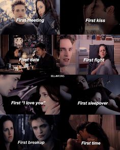 the twilight saga movie scene with one person kissing and another saying first time, first date