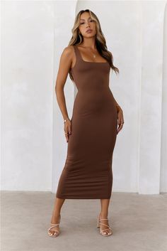 Length from shoulder to hem of size S: 126cm. 
 Chest: 36cm, Waist: 32cm, across front only of size S. 
 Maxi dress. 
 Lined. 
 Model is a standard XS and is wearing size XS. 
 True to size. 
 Stretchy, soft, buttery. 
 Slip on. 
 Cold machine wash. 
 Polyester/Elastane. 
 
 
 
 
 
 
 
 
 
 
 
 
 Please Note: This product is a Exclusive.    
 
 
 
 
 
 
 
 
 
 
 
 
 
 An elevated collection of luxe basics. This is BASE. �  
 For a quality closet piece, choose BASE Premium Bodycon Maxi Dress. Desi First Day Outfit, Candy Dress, Bodycon Maxi Dress, Shower Dresses, Bodycon Maxi Dresses, Jumpsuits And Romper, Graduation Outfit, Long Sleeve Lace Dress, Dresses Backless