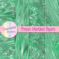 green marbled papers with pink and white stripes