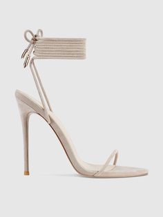 Barely There Lace Up Heel - Nude Vegan Heels, Nude Heels, 5 Inch Heels, Hailey Bieber, Lace Up Heels, Boot Sandals, Stiletto Heel, Leather Material, Shoe Collection