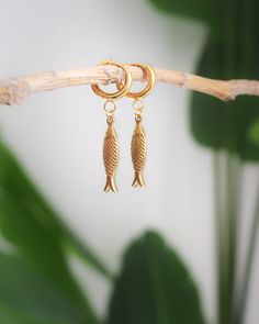 Inspired by the charm of Portugal's coastal waters, these Gold Sardine Earrings reflect the nation's deep-rooted connection to the ocean. Symbolizing resilience and prosperity, the sardine holds a special place in Portuguese culture, making these earrings a meaningful tribute to tradition. Whether worn for a casual day out or a special occasion, these luxurious Gold Sardine Earrings shine with timeless elegance. These earrings makes a thoughtful and memorable gift for ocean lovers, travelers, or anyone with a love for Portugal's maritime culture.  Add these ocean inspired Gold Sardine Earrings now to your jewelry collection. ▼  Stainless Steel  ▼ Length: 4 mm 🚩  Please try to keep this jewelry away from make up, shower gel, crème, lotions, perfume etc. to keep it in great quality and long Gold Fish-shaped Earrings With Fish Hook, Gold Fish-shaped Earrings, Gold Fish-shaped Pierced Earrings, Sardine Earrings, Sardine Fish, Growing Wheat, Seashell Artwork, Coastal Jewelry, Portuguese Culture