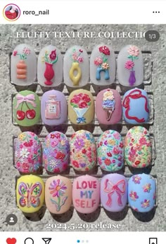 Nail Korea, Flowers Nails, Nail Cute, Anniversary Cards Handmade, Nails Collection, 3d Flower Nails, Nail Box, Pretty Gel Nails, Nail Art Tutorials