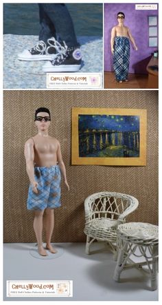 there are three different pictures of a man in swimsuits and shoes on the same page