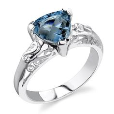 London Blue Topaz Ring Sterling Silver Trillion 2 cts SR2058 Side Blue Topaz Ring Sterling Silver, Jewelry Questions, London Blue Topaz Ring, Topaz Jewelry, Promise Rings For Her, Special Jewelry, London Blue Topaz, Blue Topaz Ring, Rings Simple