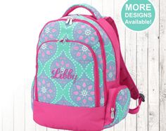 Personalized Backpack, Monogrammed Backpack, Girls Backpack, Kids Backpack, Elementary School Backpack, Marlee Pattern, Casual Personalized Travel Backpack, Personalized Rectangular Backpack For Travel, Personalized Backpack Kids, Embroidered Backpack, Tote Bags For School, Water Resistant Backpack, Monogram Backpack, Monogram Embroidery, Applique Monogram