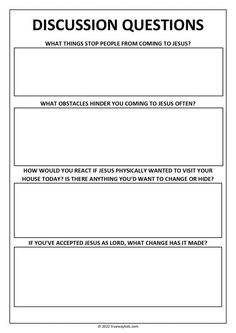 a question sheet with the words, discussion questions and an image of what things stop from coming