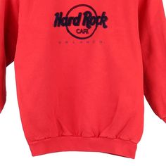 Description:Vintage Age 10-12 red Hard Rock Cafe sweatshirt, fits x-large.GENDER: boys CONDITION: very good.STYLE: sweatshirtERA: 1990sCOLOUR: redFABRIC: cotton Casual Crew Neck Sweatshirt With Band Logo, Red Hip Hop Sweatshirt With Letter Print, Casual Fall Sweatshirt With Band Logo, Vintage Red Sweatshirt For Streetwear, Red Cotton Band Merch Sweatshirt, Retro Red Sweatshirt For Streetwear, Retro Red Cotton Sweatshirt, Red Retro Cotton Sweatshirt, Casual Sweatshirt With Band Logo For Winter