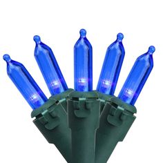 blue lights are wrapped in green wire on a white background with clippings to each end