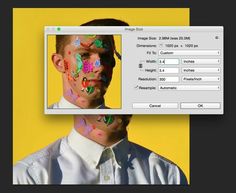 a man's face is painted with different colors and shapes on his body, while the image appears to be being viewed through a computer screen