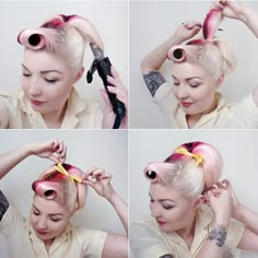 Diablo Rose: 50s Ponytail Tutorial (inspired by Sandy from Grease) Maquillage Pin Up, Pinup Hairstyles, Rockabilly Hairstyles, Ponytail Hairstyles Tutorial, Pinup Hair, Ponytail Tutorial, Victory Rolls