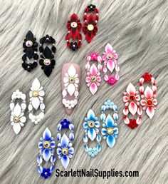 4pcs/ Bag Pre-made 3D Acrylic Nail Flowers Acrylic Nail Flowers, Nail Flowers, 3d Acrylic Nails, San Jose Ca, Nail Decorations, Flower Nails, Fake Nails, Makeup Cosmetics, San Jose