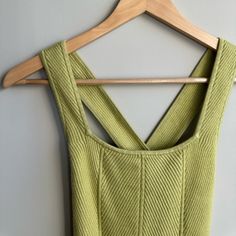 Abercrombie Knit Ottoman Tank In Chartreuse Green. Crossover Back. Squareneck Front. Never Worn! Green Ribbed Knit Top For Spring, Fitted Green Ribbed Knit Top, Green Knit Fitted Top, Green Sleeveless Knit Top, Fitted Green Knit Top, Knit Ottoman, Knitted Ottoman, Chartreuse Green, Knit Tank