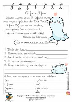 the spanish language worksheet for children with an image of a seal on it