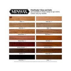 the color chart for minwax polyside gloss and satin vinyl flooring options