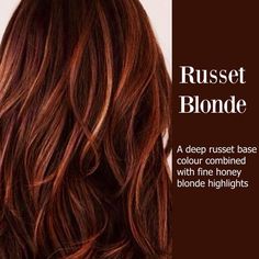 Russet blonde Red To Blonde, Honey Blonde Highlights, Red Highlights, Hair Color Highlights, Ombre Hair Color, Hair Color And Cut