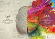 an advertisement for the art journey featuring two brain images, one with different colors and text