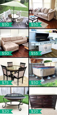 various furniture and accessories for sale on the front porch, patio, or back deck