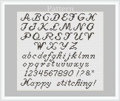 a cross stitch pattern with the letters and numbers for each letter, which are in different sizes