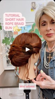 681 reactions · 108 shares | Here is another way to create an updo on shorter hair, using a mesh form, cut from a hair doughnut, to the size you need.🌻🌷

This helps to create a full soft 👀 look without the need for long hair.🌸🌷🌻

🌻
🌻
🌻
#shorthairupdo#updohairstyles#updospecialist#updohair#updotutorial##updostyes#lalasupdos#hairupdos#updostyle#weddingupdos#bridalupdos#updospecialists#updosforidos#maria_hairduluthga# | Maria Esparolini | Dawn Beyer · I'm The Kind Long Hair Designs, Rope Braid, Braided Bun, Party Hairstyles, Hair Designs, Balayage, Short Hair Styles, Braids