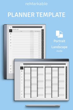 a desktop computer and monitor with the text planner template