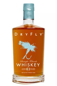 a bottle of dry fly whiskey on a white background