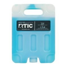 a blue plastic container with the words rtic on it