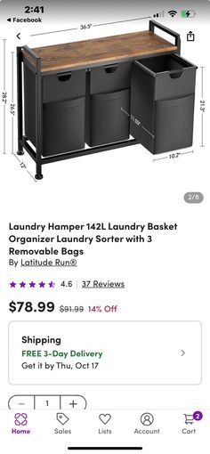 the laundry hamper is on sale for $ 79 99