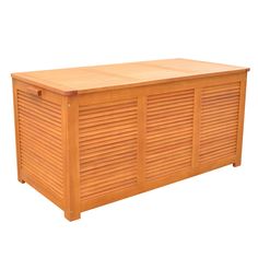 a large wooden box with shutters on the top and bottom part, in front of a white background