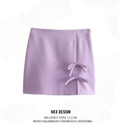 Sophisticated and sophisticated bow-embellished mini skirt from kkxdesign Spring Purple, Spring Trends Outfits, Summer Holiday Outfits, Summer Plaid, Cotton Long Dress, Chic Sweaters, Large Dress, Cute Bows, Short Skirt