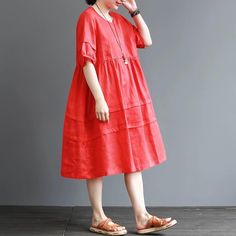 women linen dresses Linen Style, Style Spring, Spring Women, Fit Style, Women Dresses, Pleated Dress, Free Size, Spring Fashion, Fitness Fashion