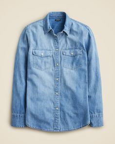 Wren slim western chambray shirt in Callie wash Chambray Shirt Outfit, Xmas 2024, Women Shirt Top, Chambray Fabric, Denim Shirts, Jcrew Collection, Linen Shop, Chambray Shirt, Suit Shop