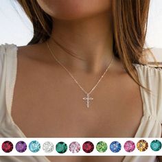 Sterling Silver Cross necklace women girl, Personalized with birthstone of choice. Gift for her, Gift for mom mother sister daughter grandma nana, Confimation gift for girls, Christmas gift, mother's day gift. Birthstone necklace, garnet, amethyst, aquamarine, diamond, emerald, pearl, ruby, peridot, sapphire, opal, citrine, blue topaz. Silver Cross Necklace For Mother's Day, Silver Cross Necklace Woman, Cross-shaped Birthstone Necklace For Gift, Mother's Day Heart-shaped Sterling Silver Birthstone Necklace, Mother's Day Gold Birthstone Necklace, Nickel Free, Cross Necklace Women, Nickel-free Sterling Silver Cross Necklace For Gift, Dainty Cross Necklace, Silver Cross Necklace