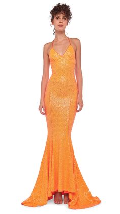 LOW BACK SLIP FISHTAIL GOWN – Neon Orange – Norma Kamali Fishtail Gown, Orange Prom Dresses, Prom Dress Inspo, Bridal Inspo, Floor Length Gown, Hoco Dresses, Trendy Dresses, Long Life, Low Back