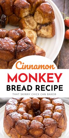 cinnamon monkey bread recipe on a white plate