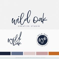 the wild oak creative studio logo is shown in black and white, with different colors