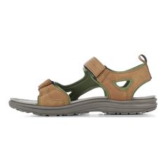 Synthetic leather strap upper with fabric lining, Adjustable Velcro straps for a secure fit, Open round toe, Cushioned EVA footbed and sculpted midsole, Rugged rubber outsole, Northside branding details | Women's Northside Riverside Lite Hiking Sandals in Tan/Sage Size 7 Medium Spring Open Toe Hiking Sandals, Outdoor Sandals With Adjustable Strap, Summer Hiking Sandals With Removable Insole, Hiking Sandals Womens, Hiking Sandals, Velcro Straps, Synthetic Leather, Leather Straps, Womens Sandals