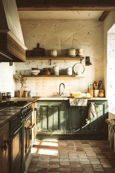 the kitchen is clean and ready for us to use in some time of day or night