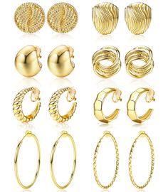 PRICES MAY VARY. 【STYLISH CLIP-ON EARRINGS SET】 -- CASSIECA trendy women's clip on earrings, including chunky clip hoop earrings women, hollow ball clip on earrings, abstract shell clip earrings, etc. Crafted for women seeking style, these gold and silver clip earrings complement any clothing, ensuring you stand out with elegance. 【Comfort for Unpierced Ears】 -- Designed with women in mind, our stylish and lightweight clip earrings offer a stylish alternative to traditional pierced earrings. The Shell Clip, Fake Earrings, Multiple Earrings, Piercing Earrings, Earrings Classic, Gold Clips, Hoops Earrings, Gold Alloys, Pierced Jewelry