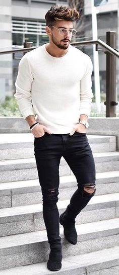 Black Chelsea Boots Outfit, Athletic Mens Fashion, Black Suede Chelsea Boots, Chelsea Boots Men Outfit, White Sweater Outfit, Chelsea Boots Outfit, Boots Men Outfit, Sweater Outfits Men, Winter Mode Outfits