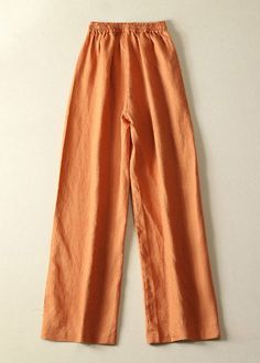 Stylish Orange Pockets elastic waist Drawstring Linen Wide Leg Pants SummerFabric: LinenSize & Fit: This garment fits true to size.Length: Size L measures 39"from waist to hem.Waist:Fitted - elastic waist allows stretch Hip: Loosely Fitted. room for hips. Hand Wash Cold. Comfortable Solid Color Spring Harem Pants, Comfortable Solid Color Harem Pants For Spring, Spring Harem Pants, Non-stretch Comfortable Wide Leg Pants For Summer, Comfortable Summer Pants, Comfortable Non-stretch Wide Leg Pants For Summer, Comfortable Solid Color Spring Bottoms, Comfortable Solid Color Summer Pants, Comfortable Wide Leg Summer Trousers