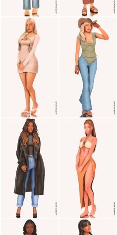 an image of different types of women in the same outfit and body shape for each woman