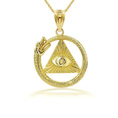 Solid 14k Gold 3d Pyramid Eye Of Horus Ouroboros Pendant Necklace Item No.: H807 Metal Type: 14k Solid Yellow Gold (Also Available In 10k Solid Gold) Metal Color: Yellow Gold. (Also Available In White Gold And Rose Gold) Pendant Only Weight: 2.0 Grams Pendant W/Chain Weight: 3.0 - 3.2 Grams (Vary From Length Chain) Height W/Bail: 0.96" (24.38 Mm) Width: 0.70" (17.78 Mm). Chain Available In 16", 18", 20", 22" Brand New. Made To Order. Please Allow 5-7 Days To Be Shipped. 3d Pyramid, Pyramid Eye, Shine Jewelry, Eye Of Horus, Rose Gold Pendant, Gold Eyes, Fine Jewellery Necklace, Metal Color, Solid Yellow