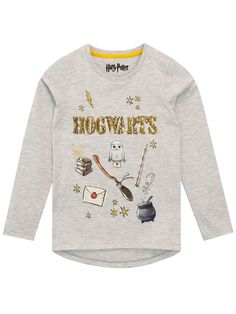 a long sleeved t - shirt with hogwarts on the front and harry's broom on the back