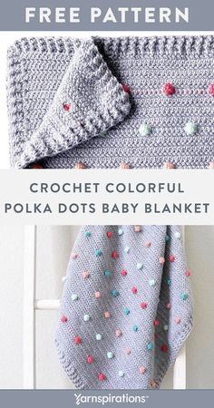 a crochet baby blanket is shown with the text, free pattern and instructions to make