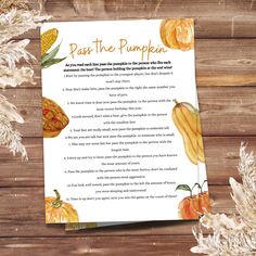 a pumpkin poem is shown on a wooden table