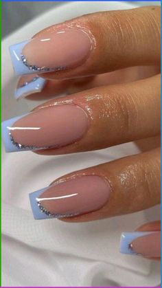 Baby blue nails, baby blue french nails, nails, long nails, acrylic nails, french nails Nails Baby Blue French, Claire Core, Acrylic Nails French, Baby Blue Acrylic Nails, Summer French Nails, Natural Nail Shapes, Blue Prom Nails, French Manicure Nail Designs, Blue Christmas Nails