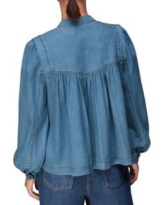 Whistles Mollie Chambray Denim Blouse Denim Blouse Women, Denim Vest Outfit, Chambray Denim Shirt, Bohemian Coastal, Denim On Denim, Denim Patterns, Summer Boho, Denim Blouse, Bohemian Look