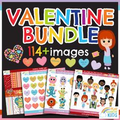 valentine bundle for kids with hearts and monsters