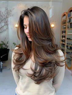 Long Layers For Thick Hair, Long Thick Haircut, Emanuela Postacchini, Long Thick Hair Haircut, Layered Haircuts Straight Hair, Layered Haircuts Straight, Volume Haircut, Layered Haircuts For Long Hair, Layered Thick Hair