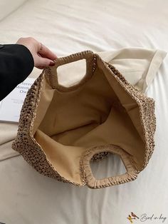 BirdinBag - Spacious Double-Handled Vacation Straw Bag with No Closure ÃÂ¢ÃÂÃÂ Oversized Straw Handbags, No Closure, Straw Tote, Word Wrap, Beach Tote Bags, Beach Tote, Types Of Bag, Bag Bag, Handbags For Men